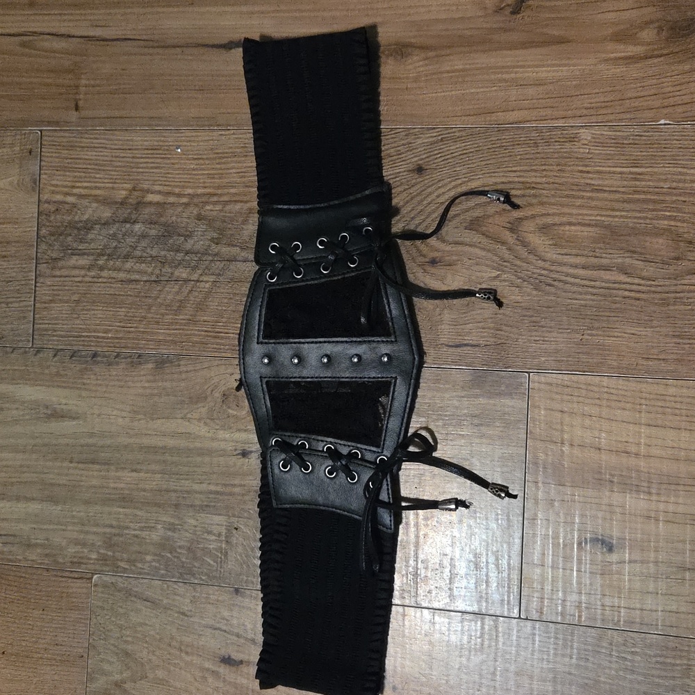 SHEIN | Renaissance Accessories Black Elastic Waist Belt Corset Lace Mesh Sexy - Picture 5 of 8